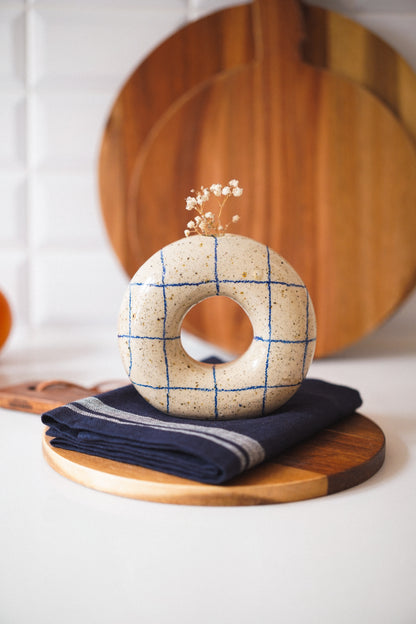 Linéa Luna Blue Donut Vase