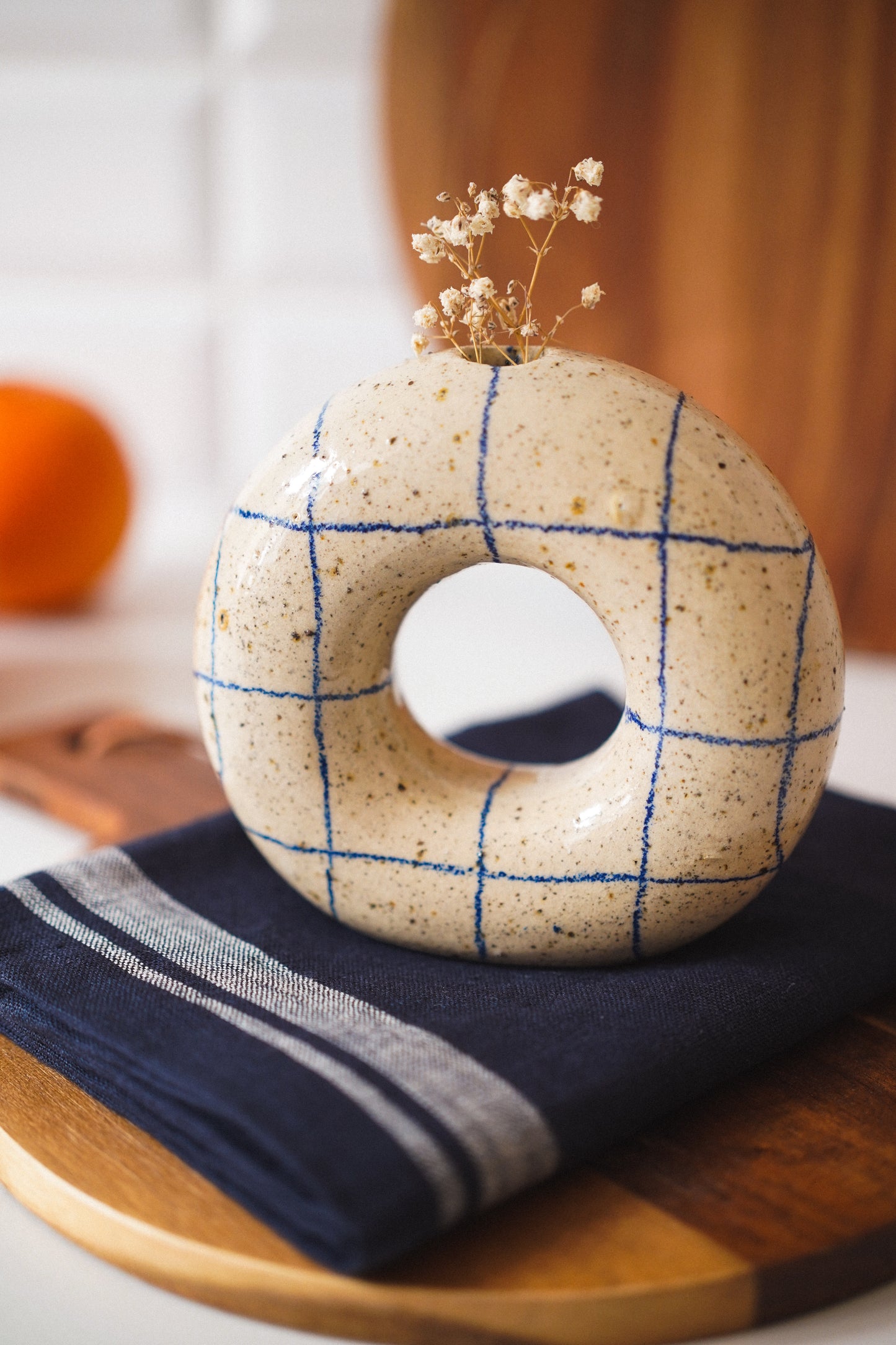 Linéa Luna Blue Donut Vase